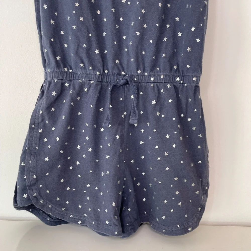 GAPKids Romper Short Sleeve Navy Blue Silver Stars Girls Size Medium (8)